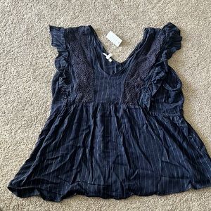 Maurice’s navy with crochet ruffle tank NWT